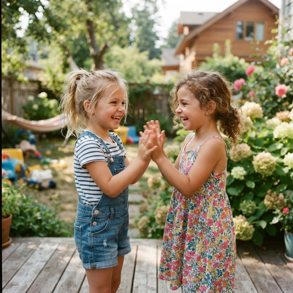 Two kids playing outside